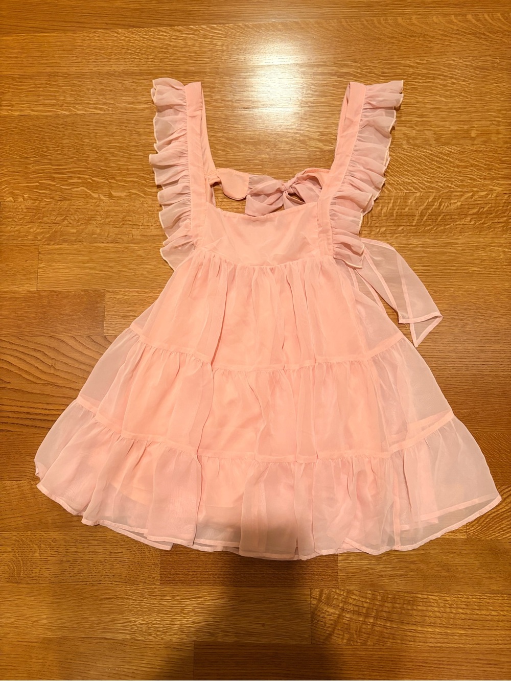 NEW Lucy in the Sky Chiffon Baby Doll Ruffle Dress Pink S - Picture 10 of 10